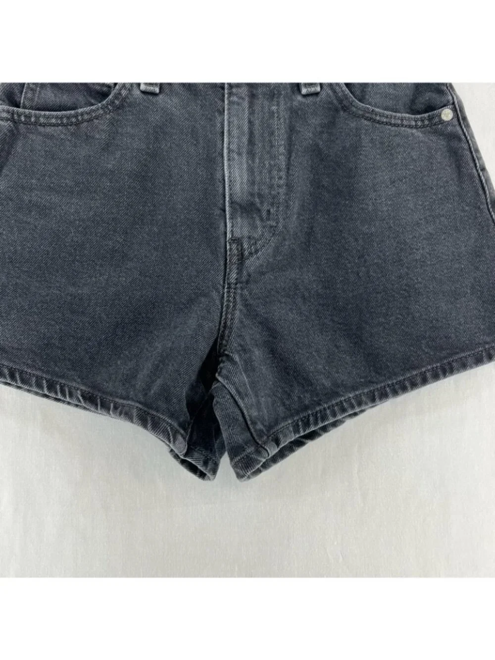 Levi's High Waisted Mom Shorts Womens 25 Denim High Rise Zipper Fly Washed Black